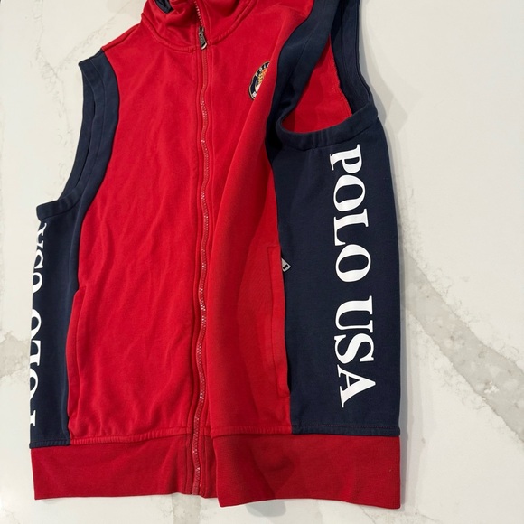 Polo Ralph Lauren Downhill Skier Double Knit Hooded Vest Cookie Men’s Large Red - Picture 5 of 11